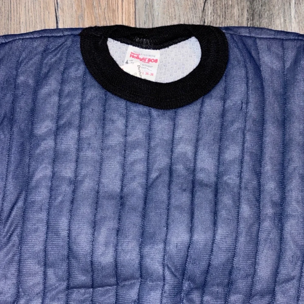 Vintage Dunham's Hollofil 808 Insulated Thermal Undershirt Blue Quilted Small